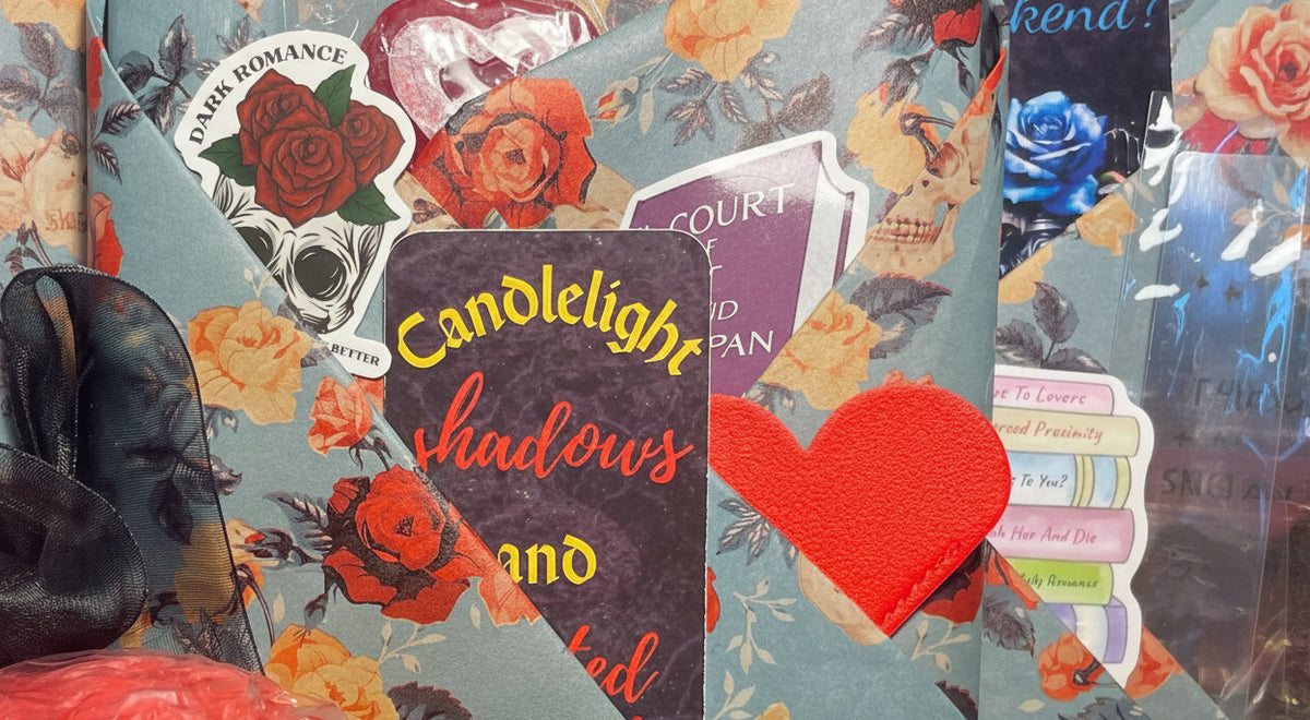 Gift Wrapping Service add-on: beautifully wrapped books, boxed merch, including double boxed shipping crate for extra protection. Dark Romance Crates