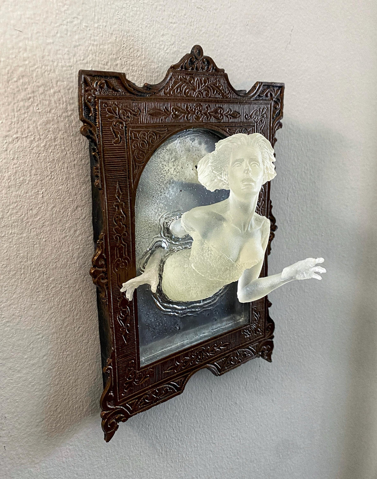 Ghost in the Mirror Wall Plaque, Glow in the Dark Resin | Victorian Gothic Haunted Wall Art | Gift for Halloween and Spooky Home Decor