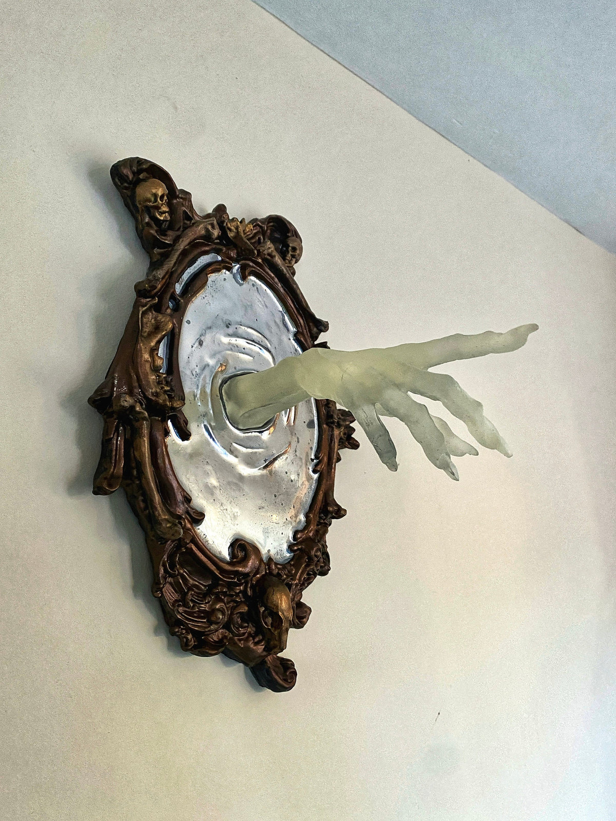 Spectral Hand Wall Plaque, Large Version, Glow in the Dark | Victorian Gothic Haunted Wall Art |Ghost Hand for Halloween, Spooky Home Decor