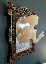 Ghost in the Mirror Wall Plaque, Glow in the Dark, XL Version | Victorian Gothic Haunted Wall Art | Gift for Halloween and Spooky Home Decor