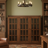 Mission Oak 3 Door Display Bookcase