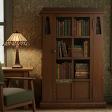 Mission 1 Door Bookcase with Side Shelves - Walnut Stain
