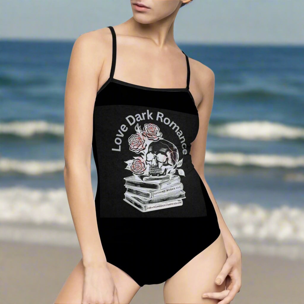 Dark Romance swimsuit - womens - cool, edgy, black - skull and roses summer apparel