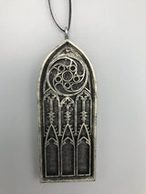 Gothic Cathedral Arch Ornament, Pewter Finish | Unique Gothic Home Decor | Resin Medieval Architecture, Gothic Ornament Holiday Decor