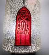 Gothic Cathedral Arch Ornament, Translucent Red| Unique Gothic Home Decor | Resin Medieval Architecture, Gothic Ornament Holiday Decor