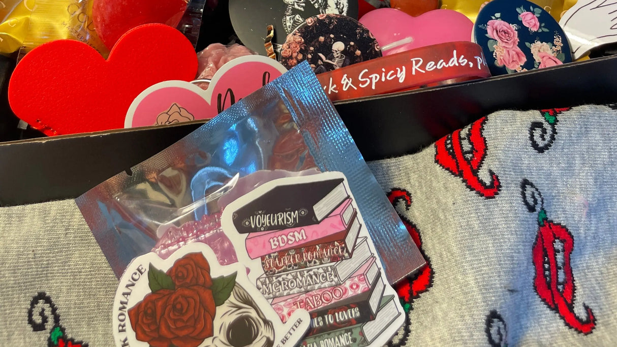 Gift Add-On: Bookish Socks! Receive a random selection of bookish socks added to your dark romance crate. Dark Romance Crates