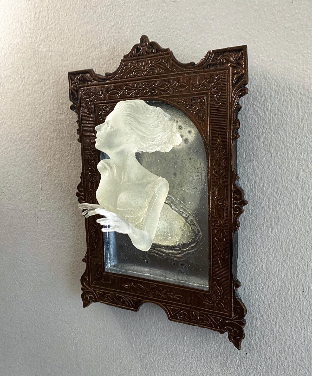 Ghost in the Mirror Wall Plaque, Glow in the Dark Resin | Victorian Gothic Haunted Wall Art |  Gift for Halloween and Spooky Home Decor