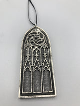 Gothic Cathedral Arch Ornament, Pewter Finish | Unique Gothic Home Decor | Resin Medieval Architecture, Gothic Ornament Holiday Decor