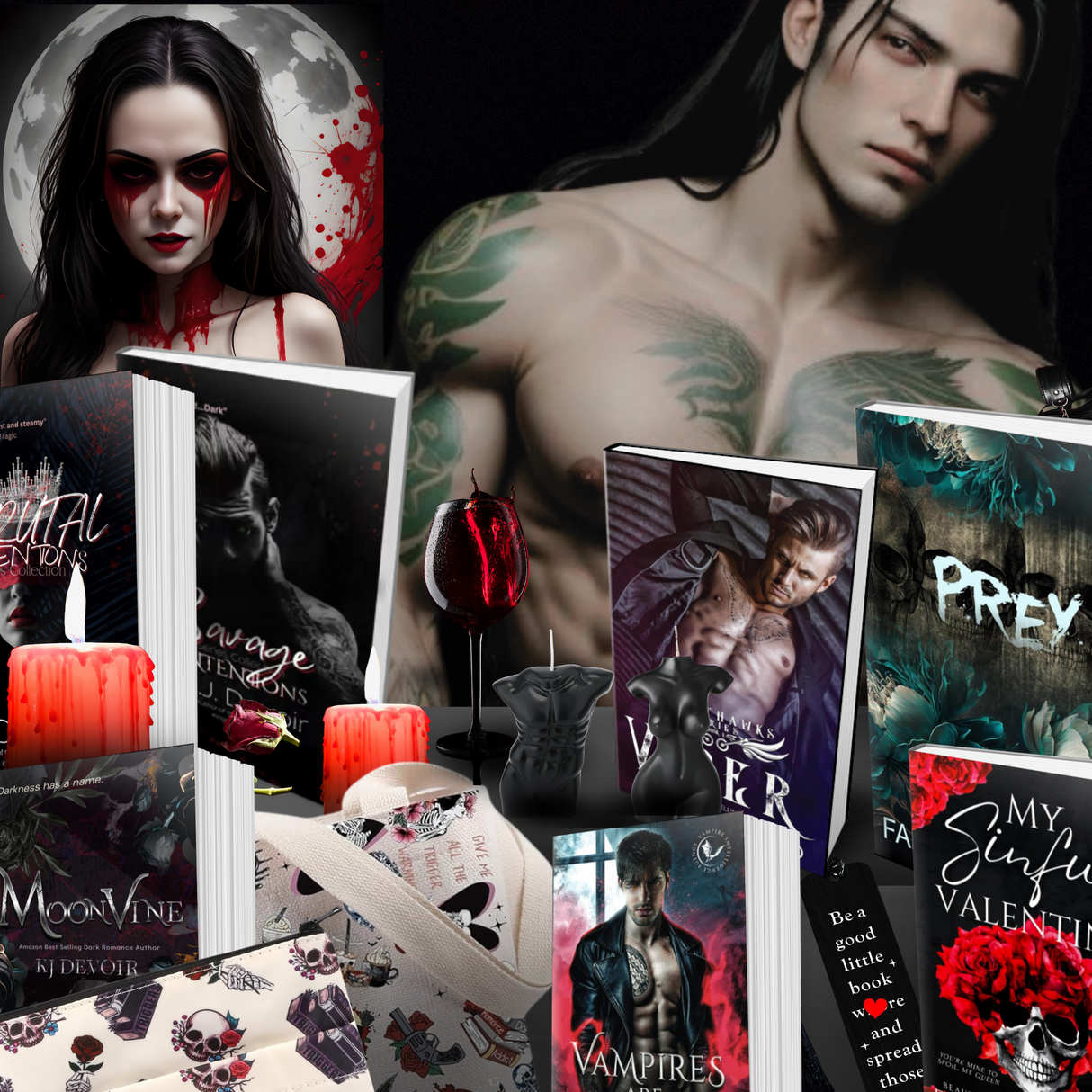 5) NEW Combo Bundle: 3 crates, bigger discount! PNR + Gothic + Erotic Horror Crates 35% off!  Receive at least 1 book per crate + merch in large box. *Select "one time purchase" *Select "one time purchase" at checkout. Not available via Subscription.