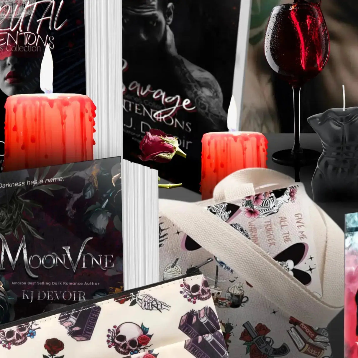 Dark Fantasy Book Box: books + a mix of themed & custom merch. Trope/Size options at checkout. Subscribe & Save! *you may let us know authors/books you've already read via checkout notes. Dark Romance Crates