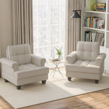Mid-century Modern Accent Armchair Tufted Linen Club Chair