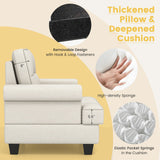 Mid-century Modern Accent Armchair Tufted Linen Club Chair