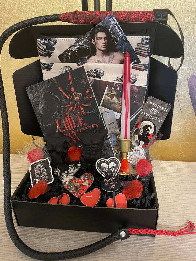 1) -Featured- NEW! Halloween Dark Romance / Erotic Horror Crate: books + themed custom merchandise (selections vary. pictures are a sample of merch). Subscribe & Save for a new variety each month. Options at checkout.