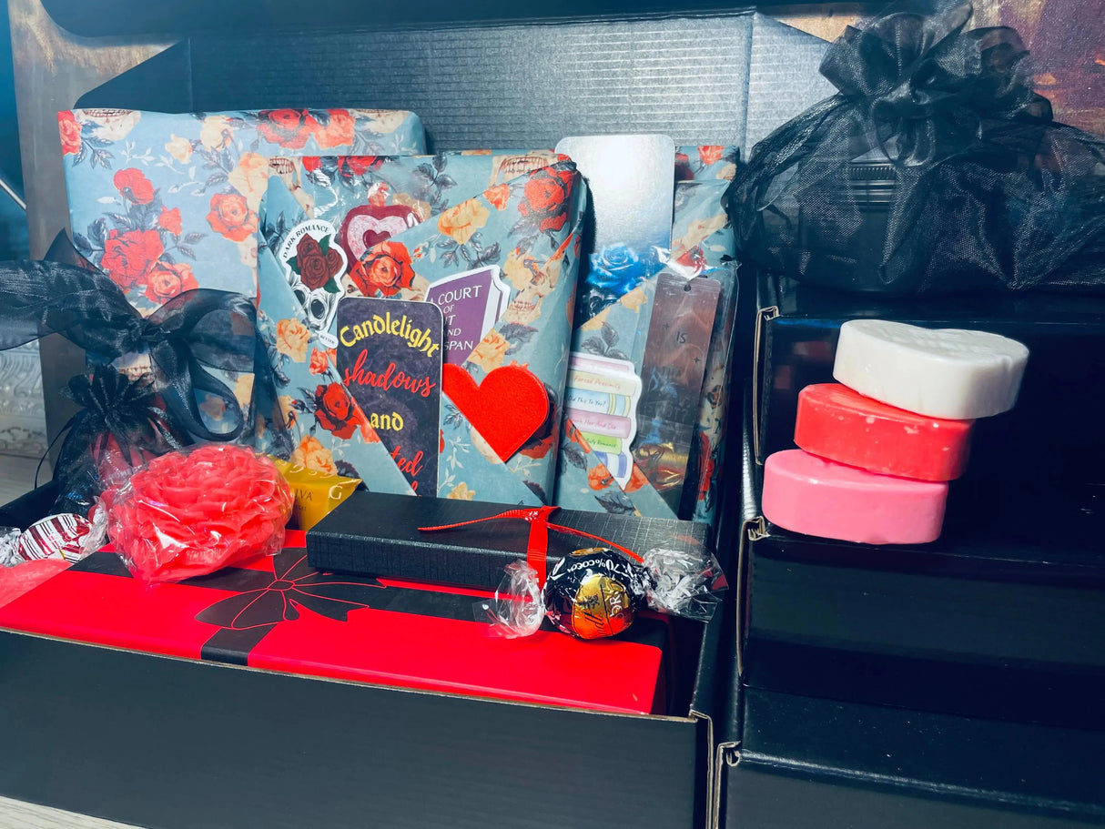 Valentine's Luxury Dark Romance Book Spa Basket. See details. Gift Wrapping included. Double-boxed for easy gifting. Dark Romance Crates