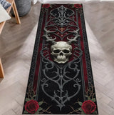 Skull Pattern Gothic Runner Rug Red Black Rose Decor Carpet Soft Non-Slip Art Home Decor Mat for Hallway Living Room Bedside
