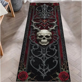 Skull Pattern Gothic Runner Rug Red Black Rose Decor Carpet Soft Non-Slip Art Home Decor Mat for Hallway Living Room Bedside