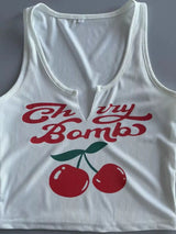 Cherry Bomb Tank Top - Stretchy, fitted fabric