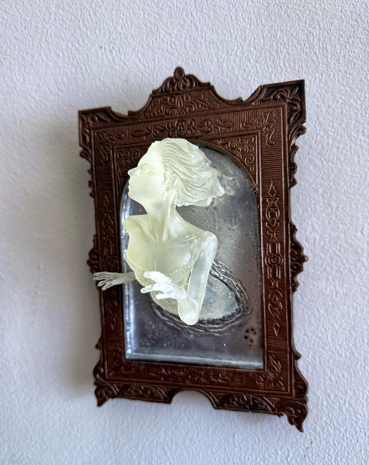 Ghost in the Mirror Wall Plaque, Glow in the Dark Resin | Victorian Gothic Haunted Wall Art |  Gift for Halloween and Spooky Home Decor