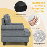 Mid-century Modern Accent Armchair Tufted Linen Club Chair