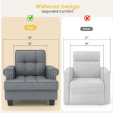 Mid-century Modern Accent Armchair Tufted Linen Club Chair