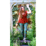 "Creeping Jack Vine" Black Vintage Cat Johanna Parker Exclusive - High-quality Handcrafted Vibrant Leggings