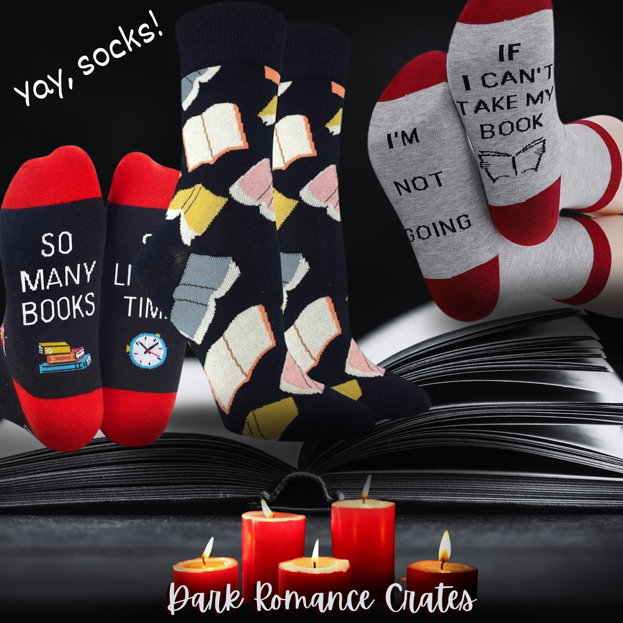 Add-On Bookish Socks! Receive a random selection of bookish socks added to your dark romance crate.