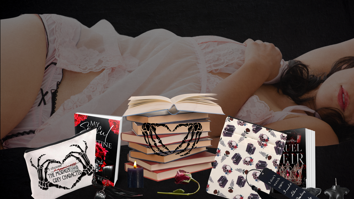 3) -FEATURED BUNDLE- "Surprise Me!" 3 book bundle: for the eclectic dark romance reader, a variety pack of dark romance subgenres + plus high quality themed bookish merchandise. Subscribe & Save!